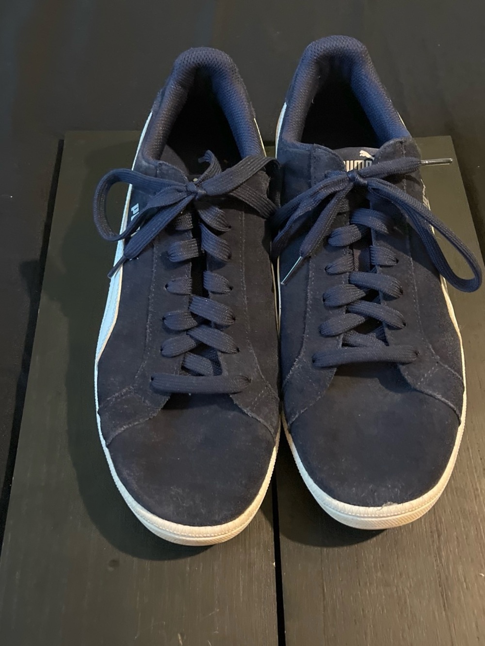 Puma Men’s Suede Sneakers in Navy with White Stripe